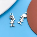 Silver Tibetan alloy figure charms with top rings for DIY jewelry making sets - 1pc Antique Silver Boy 8x18mm