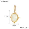 Oval natural stone pendant in gold dotted frame with 1.8cm by 1.4cm dimensions - Light Cyan Moonstone