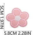 Detailed view of pink flower embroidered patch with dimensions 5.8cm x 5cm for clothing - No.6-Pink Flower