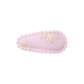 Pink fabric BB hair clip with floral embroidery and wavy edges for girls - Pink Embroidered Pattern (30)