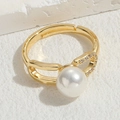 French vintage freshwater pearl ring with 14K gold plating and zircon accents - Single Pearl