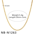 Détails du collier à billes évidées dorées avec dimensions 39+5cm de long et 0,3cm de large - Style Clavicule Texturé (NB-N1263)