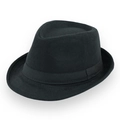 Classic black wool felt Fedora hat with satin ribbon for men in winter fashion style - One Size 58cm Circumference / Black - Black Ribbon