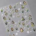 Selbstklebende 5D-Relief-Nagelaufkleber LilyGirl TS-3555 mit grünen Maiglöckchen-Motiven - TS-3555 Maiglöckchen Trifft Schnee Neu Geprägt