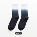 Gradient dip-dye mid-calf athletic socks in black and white transition style - One Size / Black