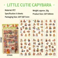 6-sheet pack of cute cartoon capybara PET stickers for DIY scrapbooking and planners - Little Cute Bala