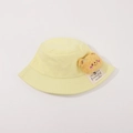 Kids light yellow bucket hat with cute plush bear and handmade woven label - CM8008 Plush Doll Series / Bright yellow