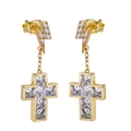 Detail von S925 Sterling Silber Blitz Kreuz Ohrringen mit Zirkonia Steinen besetzt - Goldene Blitz Kreuz Ohrringe (OHE138-1)