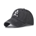 Washed dark grey baseball cap featuring a detailed beagle dog face embroidery - Adjustable / Black