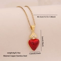 Gold necklace with red heart crown pendant and clear rhinestones on beige surface - Crown Rhinestone Heart Style (3#)