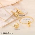 Set gioielli dorati lucidi con orecchini a goccia, collana a sfere e bracciale aperto - Set Quattro Pezzi Collana con Perline Piccola Oro (KS221025-K)