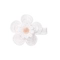 Cute white embroidered daisy hair clip with soft orange-pink floral center for girls - Style 20-White Embroidery Flower Orange Center Ribbon Clip