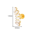 Titanium gold stud with five curved rectangular zircons for ear cartilage piercing - Five-Stone Curved Style - Gold (T2523-8#金)