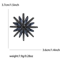 Spilla a stella in metallo nero con cristalli blu scuro e strass, misura 3,7 cm - Blu Inchiostro