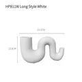 Jarrón moderno de cerámica blanca mate en forma de U, HP811W, 23,2 cm x 13,5 cm - Estilo Largo / Blanco