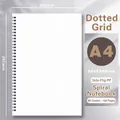 A4 spiral notebook with white dotted pages, 80 sheets, featuring a transparent PP cover - Dot Grid / A4 / Side-flip