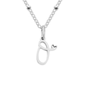 Silver titanium steel necklace featuring a letter O pendant with a delicate heart detail - Letter O / Silver