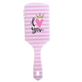 Pink and white striped hair cushion brush with heart and crown pattern detail - Heart Crown - I love you