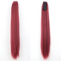 Long straight burgundy ponytail hairpiece with secure black claw clip attachment - BURG-Burgundy Red