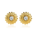 Elegante goldene Sonnenblumen-Ohrstecker mit einem funkelnden quadratischen Zirkonia - Goldimitat 11843