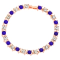 Rose gold bracelet featuring dark blue gemstones and sparkling clear crystals - Blue Bracelet Style (DZ-320)