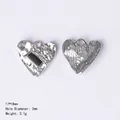 Silver heart pendant with hammered texture and black stone detail, 17x18mm size - 84441 Black
