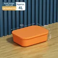 Orange 4L stackable storage bin with lid for desk organization, 25x18x8.5cm plastic box - Small (25x18x8.5cm) / Twilight Orange