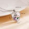 Collana placcata oro 18 carati con ciondolo cuore smalto bianco e dettaglio rosa d'argento - Rosa 2482 (Cuore Rosa Argentato)