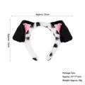 Cute plush Dalmatian dog ear headband with black spots and pink inner ears - Double Black Ear Spotted / Headband