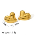Orecchini a cuore in acciaio inossidabile dorato con lucidatura a specchio e misure - Stile Specchio Oro (TE6668-G)