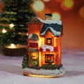 Luminous red brick Christmas house miniature with LED light and gift shop sign - Style F-Red Brick Gift Shop