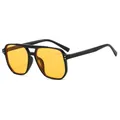 Classic double-bridge aviator sunglasses with black frame and bright yellow lenses - Black Frame Yellow Lens