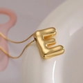 Gold balloon style letter E pendant necklace with delicate chain for women - Letter E