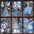 Blue Christmas window stickers featuring snowman, reindeer and Merry Christmas text - 6-Pack Set BQ532+(534-537)+543