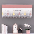 Pink air conditioner cover with rabbit embroidery and white lace hanging trim - Pink Rabbit