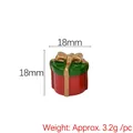 Miniature resin Christmas gift box in red and green with golden ribbon for DIY crafts - No. 5 Round Red Green Gift Box