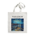 Starry Night Over the Rhone canvas tote bag with Van Gogh art print and sturdy handles - Starry Night Over the Rhône