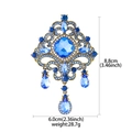 Luxurious baroque blue crystal brooch with teardrop pendants on gold-plated metal base - XD825018-2-Gold Dark Blue 3-Drop