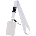 White wide lanyard with black buckle and vertical plastic ID card holder for keys - Holder Set / White