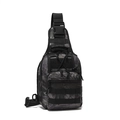 Detailed view of python camo tactical chest bag with MOLLE webbing and durable buckles - Black Python Camouflage