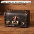 Vintage wooden jewelry box in grey with antique metal lock and studded details - Style A Distressed Gray Color With A Xilinmen Lock.
