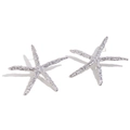 Silver starfish stud earrings with textured surface in 18K gold plated stainless steel - Hammered Starfish Stud Earrings / Steel