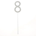 Sparkling silver rhinestone cake topper number 8 with polished alloy base for birthdays - Number 8 / Silver