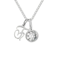Collier argenté avec pendentif lettre F et pierre en zircone ronde scintillante - Lettre J / Argent