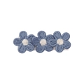 Blue hand-knitted flower hair clip for kids featuring three delicate floral patterns - Navy Blue / No.12