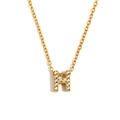 Collana minimalista in acciaio placcato oro 18K con pendente a lettera H con cristalli - Oro - Lettera H