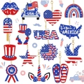DIY July 4th diamond painting keychain set with 15 patriotic USA flag patterns - 15Pcs Special-shaped Hanging Keychain Set