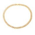 Elegant gold oval-cut cubic zirconia tennis necklace with secure folding clasp closure - Necklace / Gold