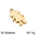 Polished gold little girl silhouette charm in titanium steel for DIY jewelry, 16x9mm size - Gold Girl Style 4 (KLJ2383-Z)