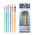 6-piece multi-colored flat paint brush set with synthetic fiber tips for acrylic and oil painting - 6Pcs Colorful Flat HB173A / Colorful